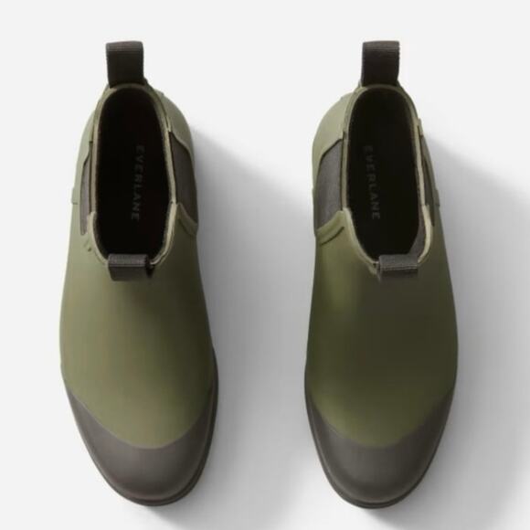 Everlane The Rain Boot Forest Green Black Chunky Chelsea Ankle Rain Boots - Picture 5 of 15